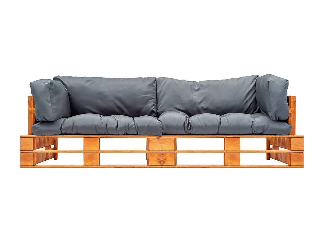 Canapés de jardin palette 2 pcs avec coussins gris pinède
