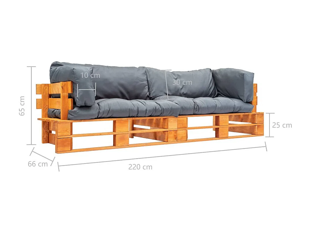 Canapés de jardin palette 2 pcs avec coussins gris pinède