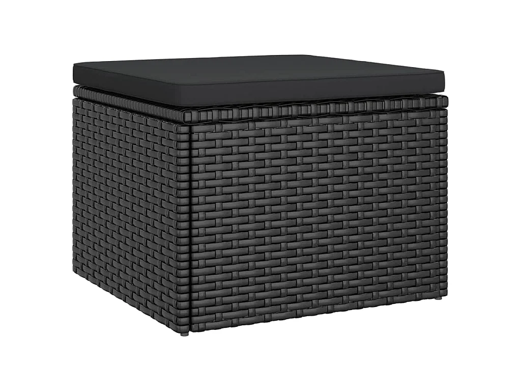 3-Sitzer-Gartensofa mit Dach und Fußhocker Schwarz Poly Rattan