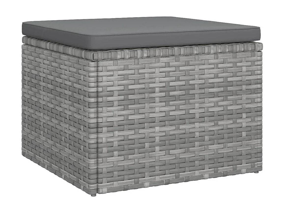 Tuinbank 3-zits met dak en voetenbank poly rattan grijs