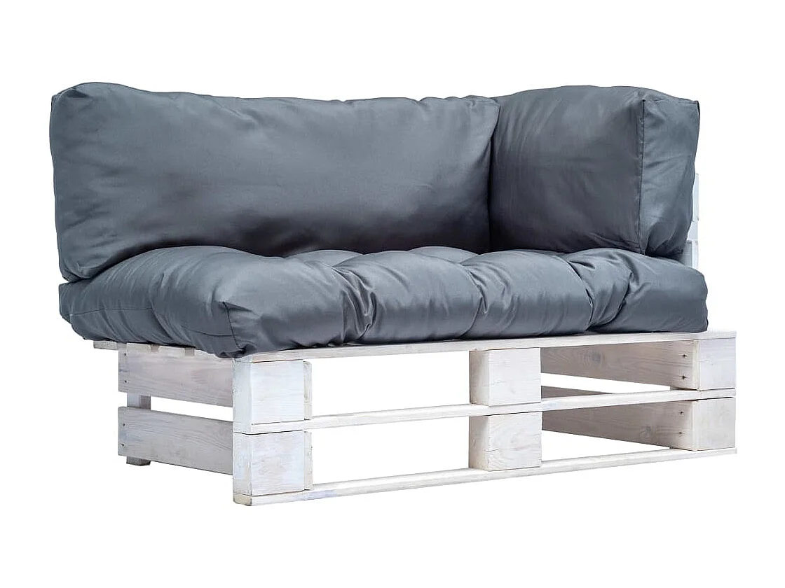 Canapé de jardin palette avec coussins gris pinède