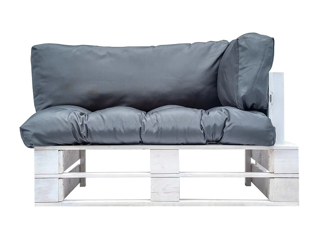 Canapé de jardin palette avec coussins gris pinède