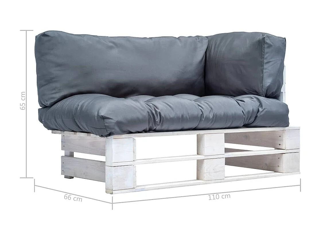 Canapé de jardin palette avec coussins gris pinède