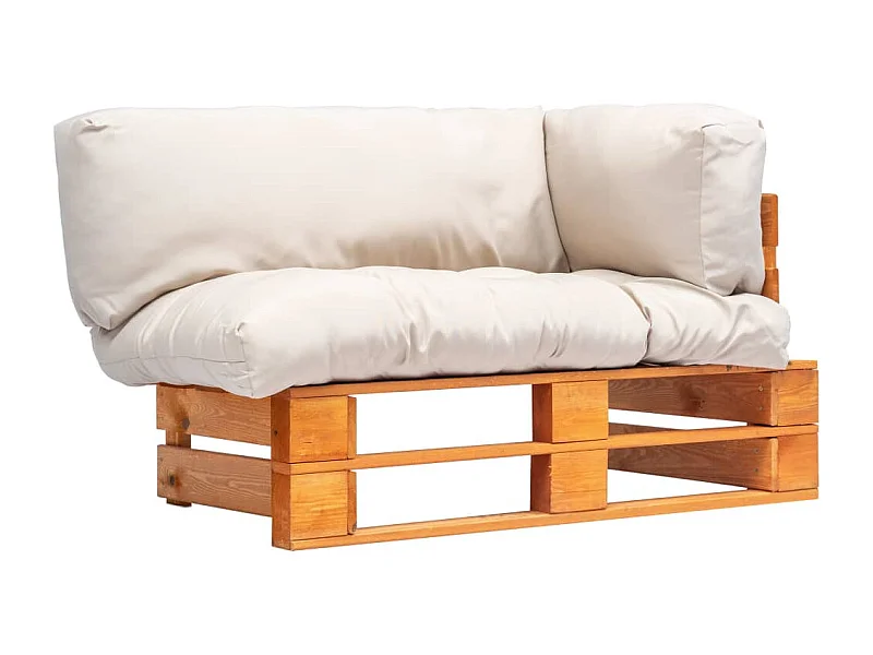 Divano da Giardino a Pallet e Cuscini Sabbia Legno di Pino