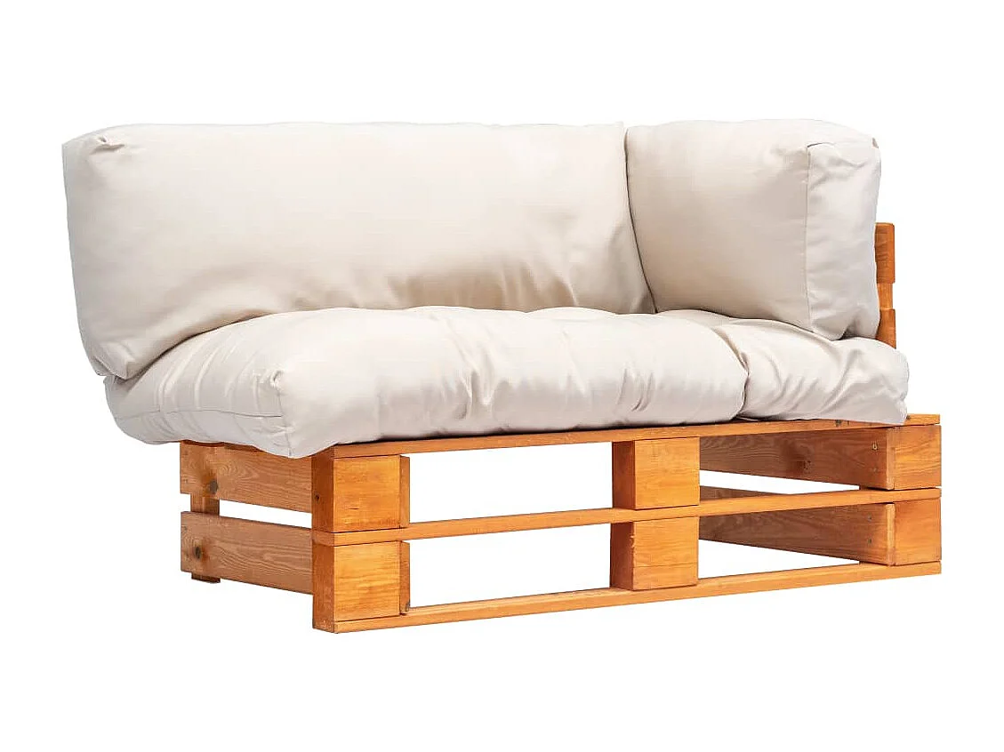 Sofá de jardín de palets con cojines color arena madera de pino
