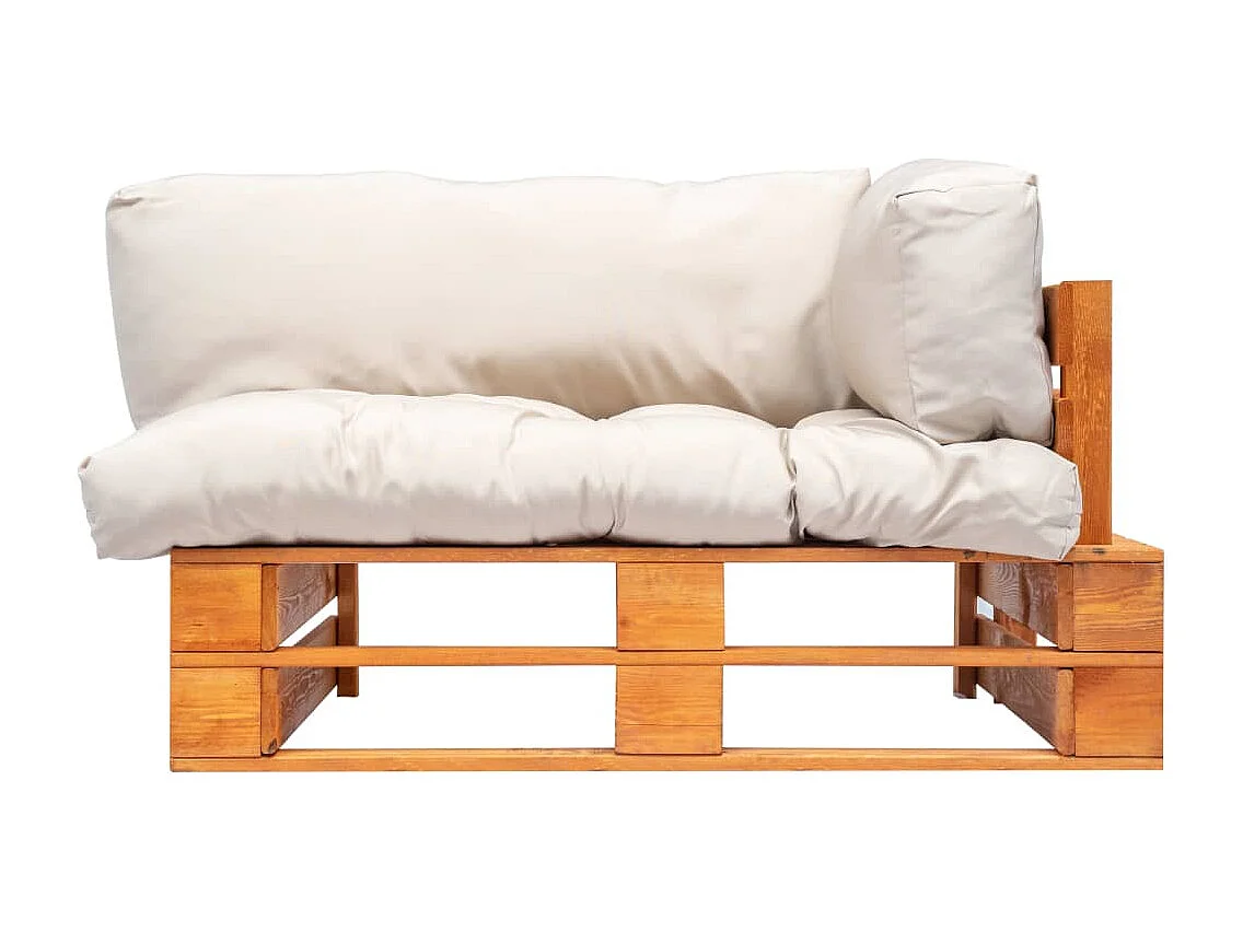 Sofá de jardín de palets con cojines color arena madera de pino