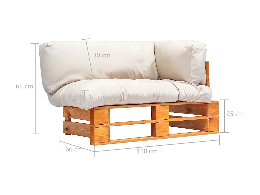 Sofá de jardín de palets con cojines color arena madera de pino