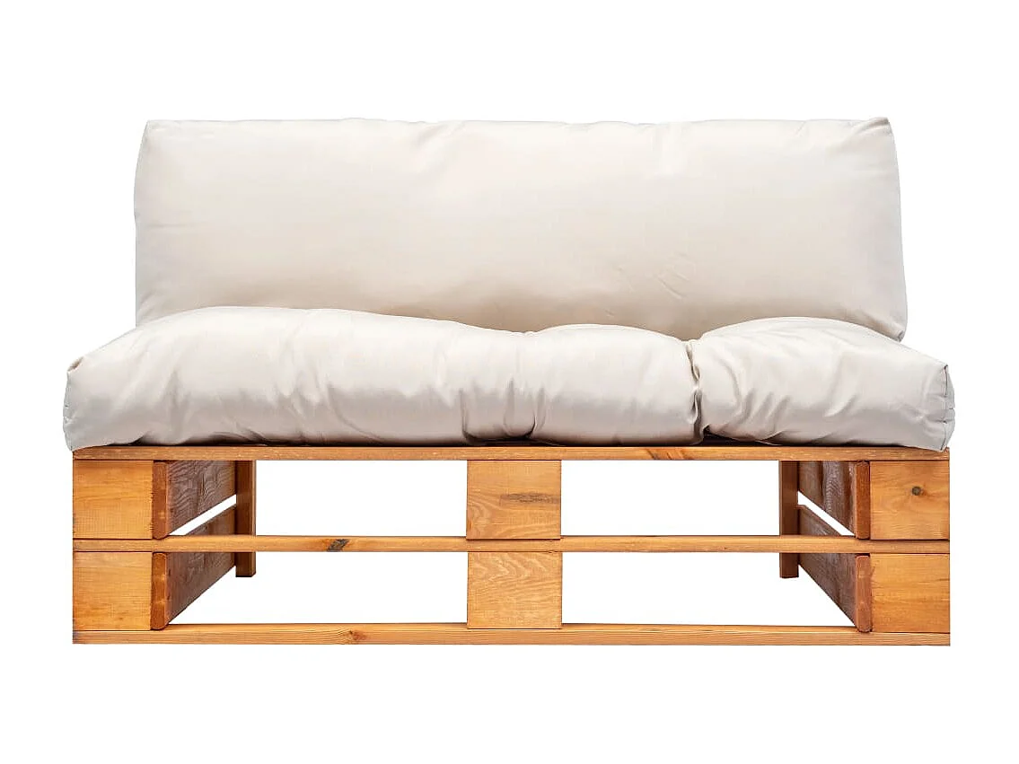 Outdoor-Sofa Paletten mit Kissen in Sandfarben Kiefernholz