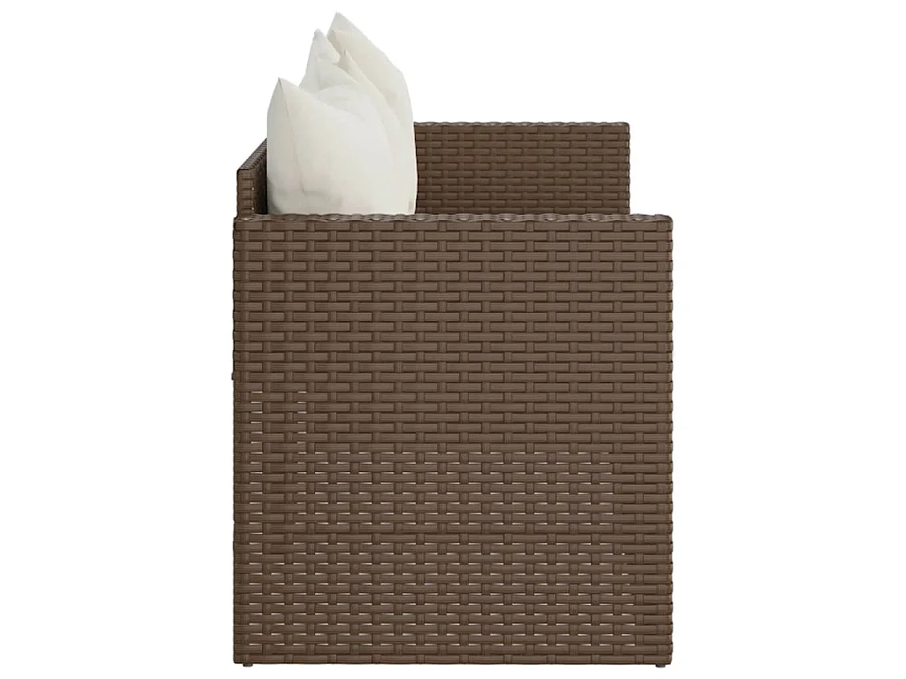 Gartensofa 3-Sitzer mit Kissen Braun Poly Rattan