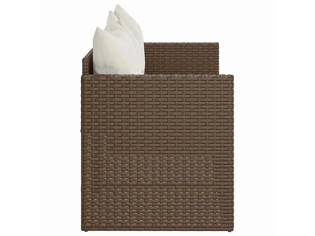 Gartensofa 3-Sitzer mit Kissen Braun Poly Rattan