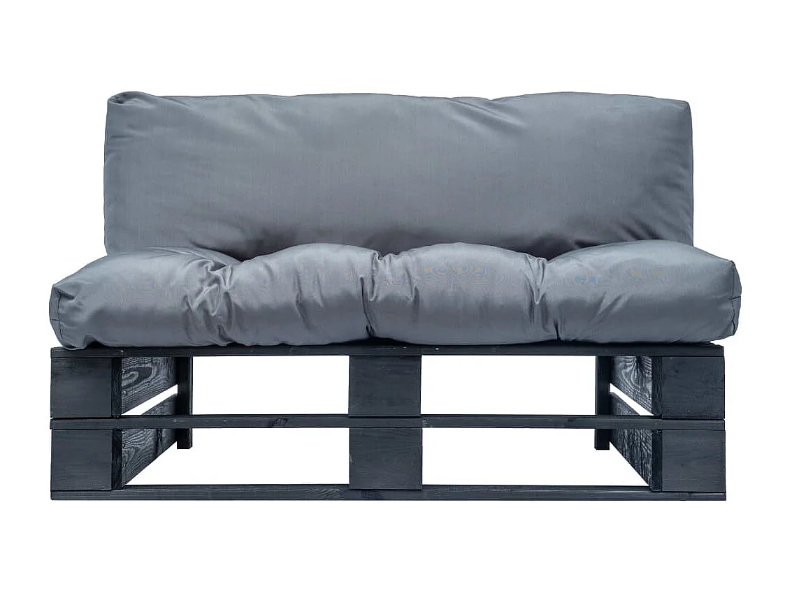 Garten-Palettensofa mit Kissen in Grau Kiefernholz