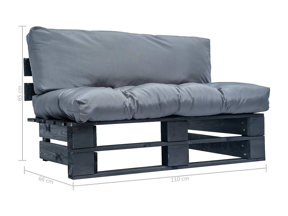 Garten-Palettensofa mit Kissen in Grau Kiefernholz