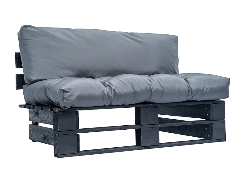 Garten-Palettensofa mit Kissen in Grau Kiefernholz