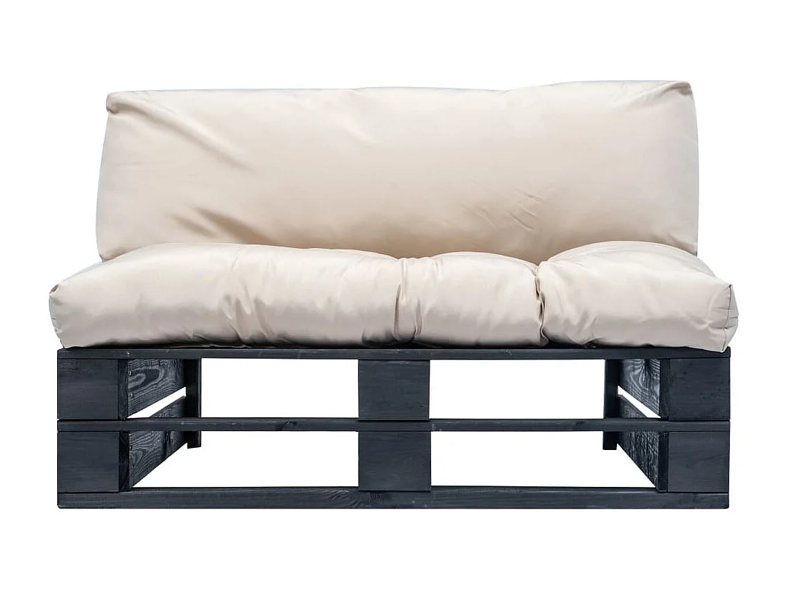 Canapé de jardin palette avec coussins Sable Pinède