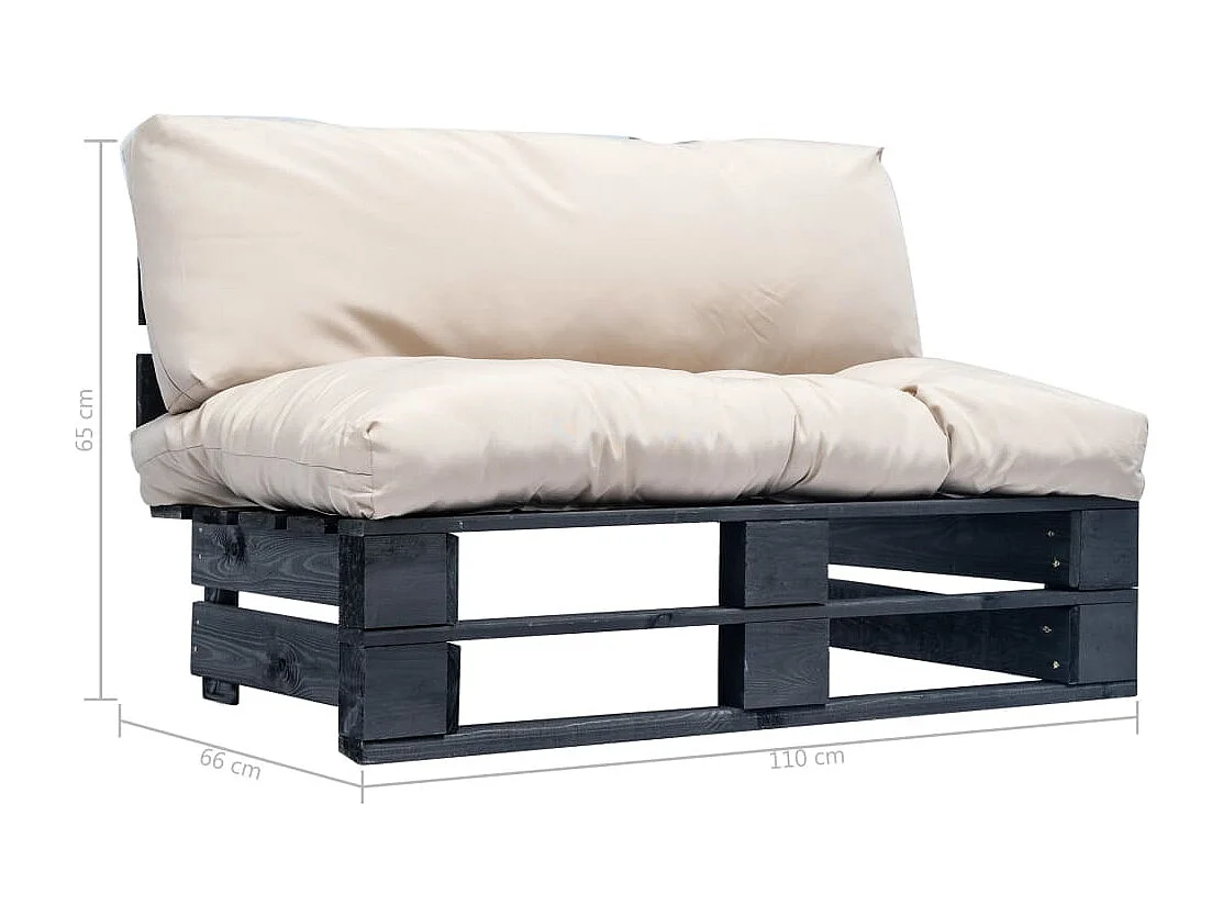 Canapé de jardin palette avec coussins Sable Pinède