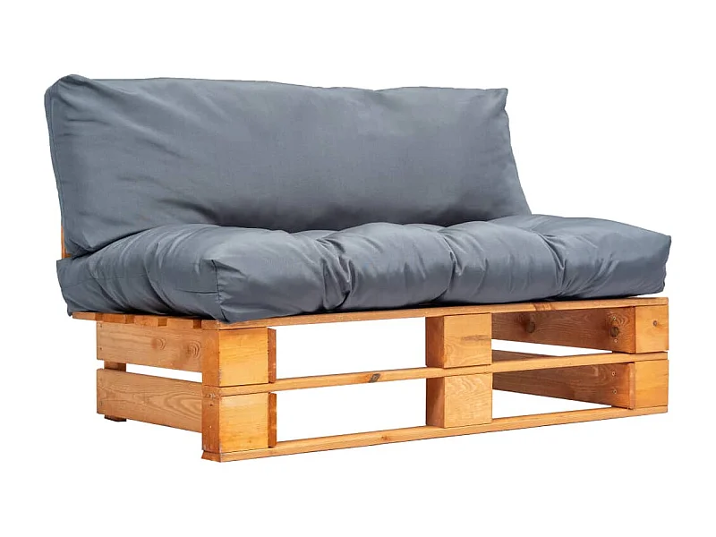 Outdoor-Sofa Paletten mit Kissen in Grau Kiefernholz