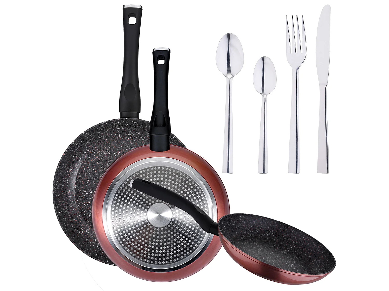 Pack de 3 casseroles ø20 / 24 et 28 cms + 24pc de couverture en acier inoxydable