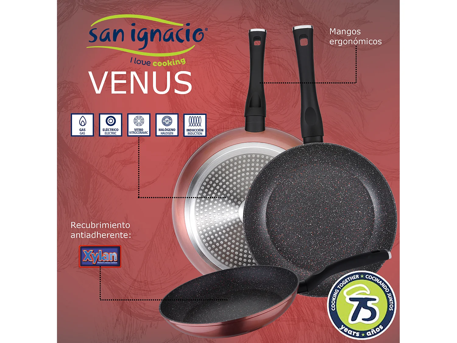 Pack de 3 casseroles ø20 / 24 et 28 cms + ustensile multi-carbunesa le croquetera avec 4 moules