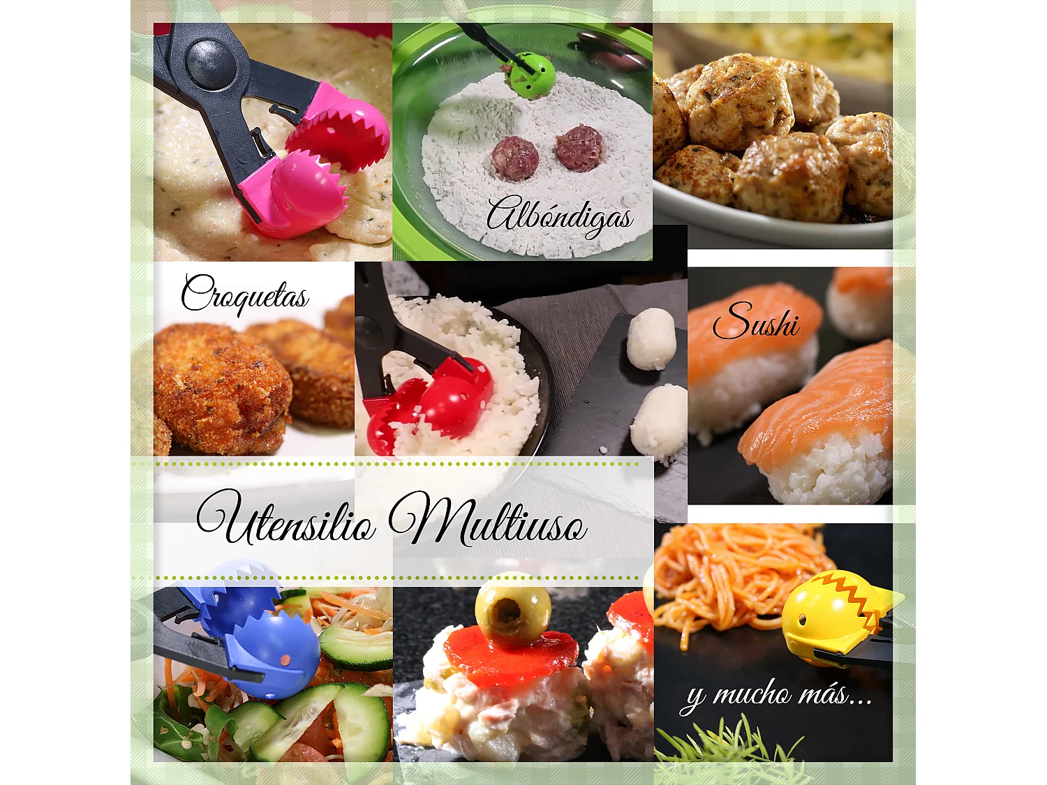 Pack de 3 casseroles ø20 / 24 et 28 cms + ustensile multi-carbunesa le croquetera avec 4 moules