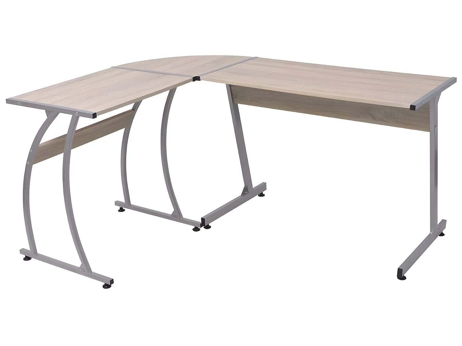 Bureau table meuble travail informatique coin en forme de l chêne 0502063