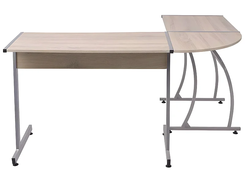 Bureau table meuble travail informatique coin en forme de l chêne 0502063