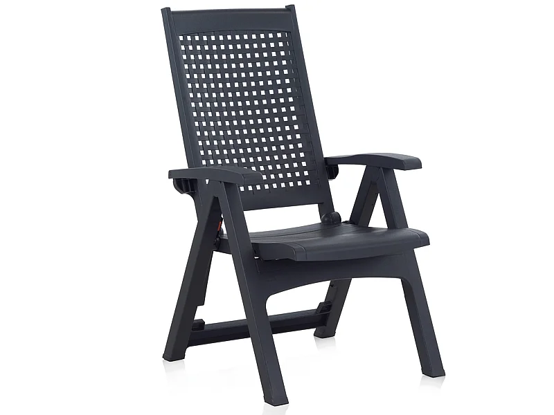 Fauteuil multipositions en métal anthracite, 63x85x108 cm