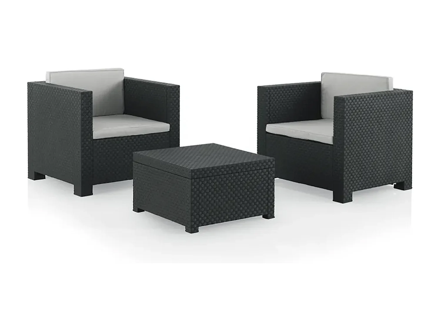 Jardin/terrasse Ensemble De 2 Fauteuils+1 Table.  Diva Tete Grafit Sp Berner