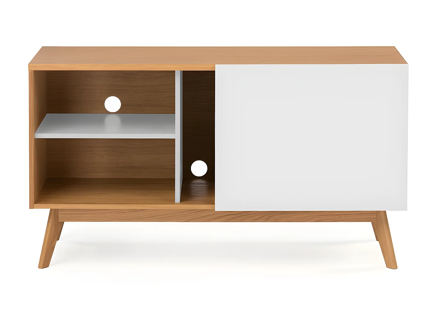 Buffet 4 tiroirs & 1 porte "Avon" 128cm Chêne & Turquoise