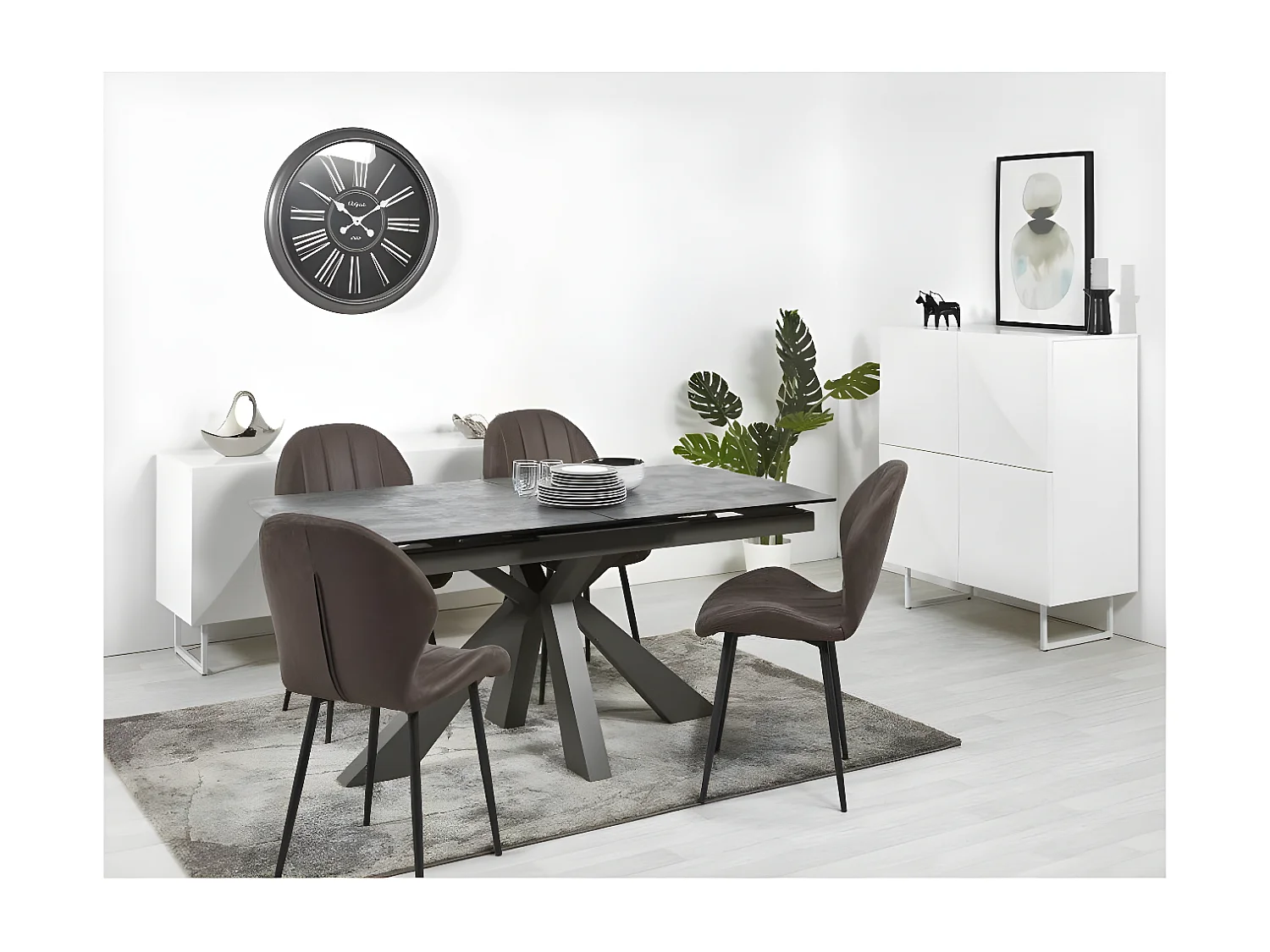 Buffet 4 Portes "Brantley" 120cm Blanc Laqué