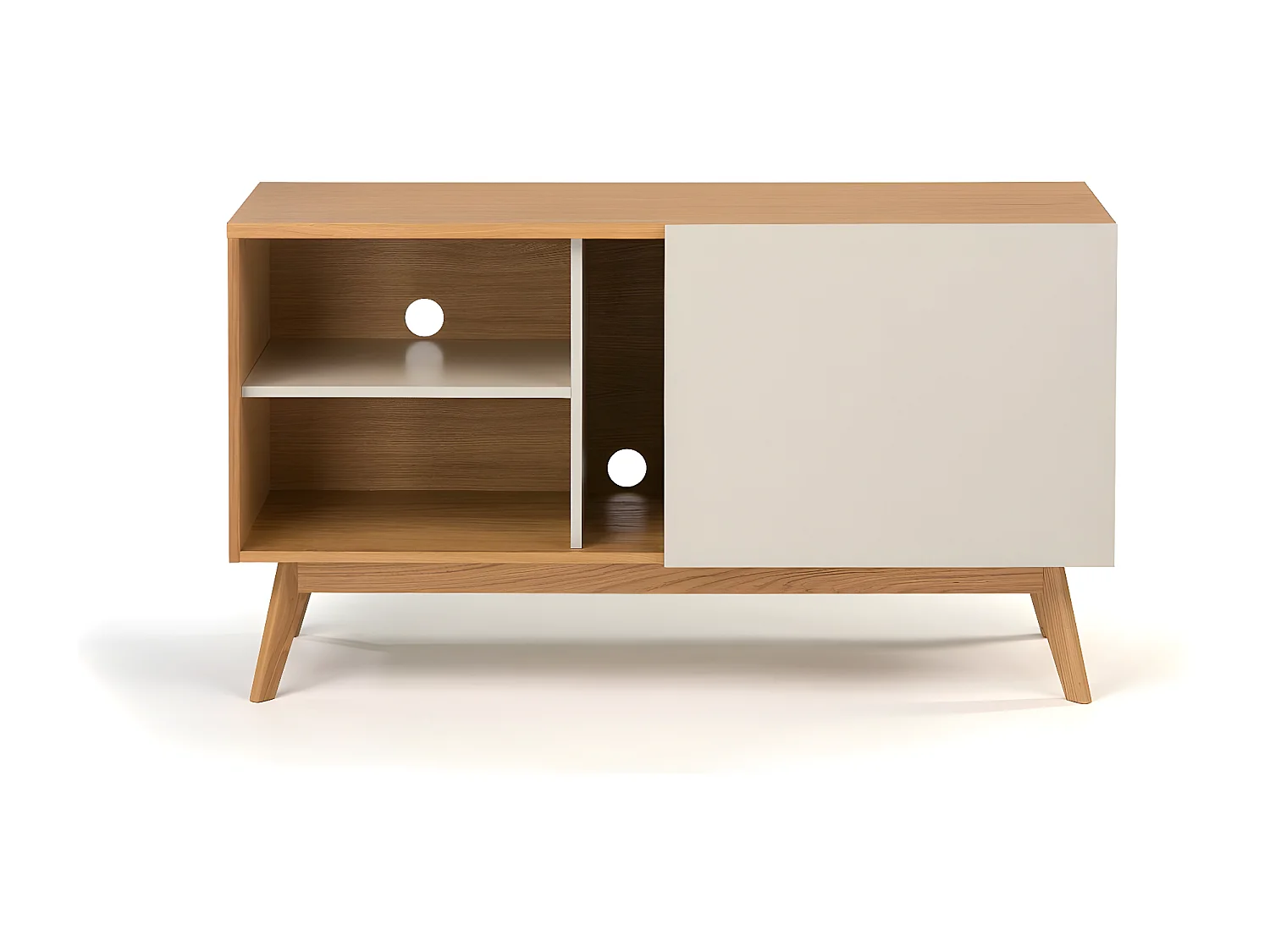 Buffet 4 tiroirs & 1 porte "Avon" 128cm Chêne & Gris