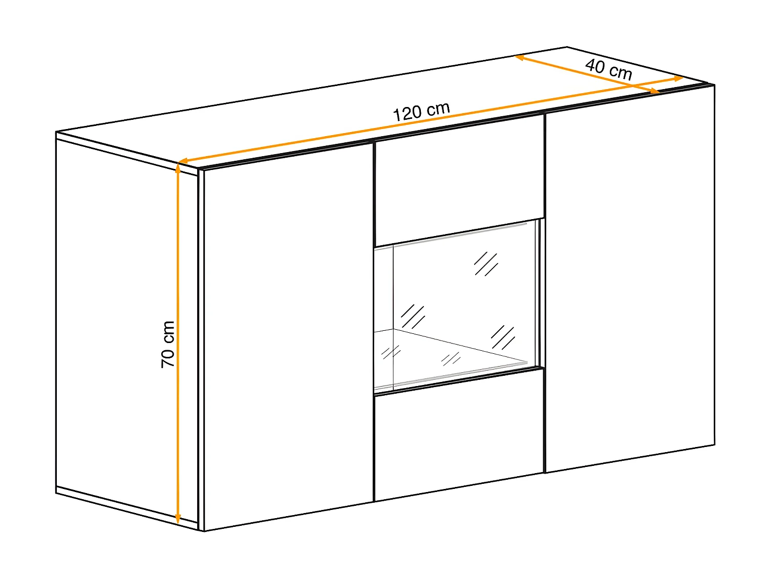 Buffet 3 Portes Mural "Fly III" 120cm Noir & Blanc
