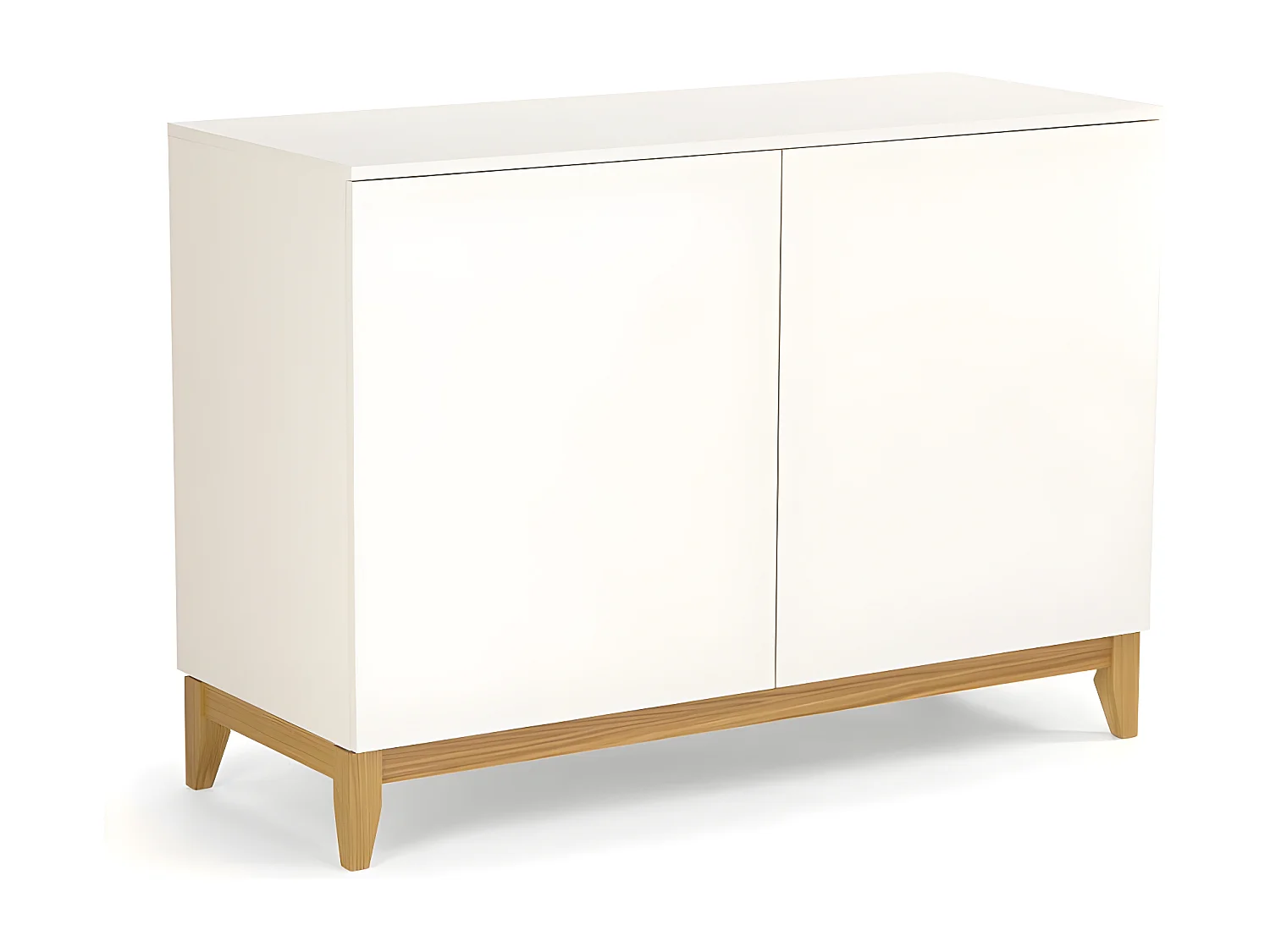 Buffet 2 Portes "Blanco" 120cm Blanc & Chêne