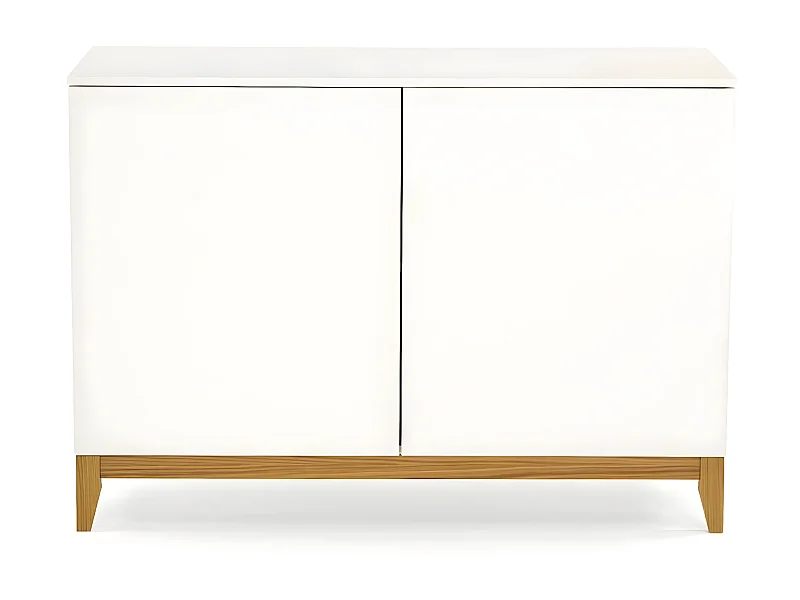 Buffet 2 Portes "Blanco" 120cm Blanc & Chêne