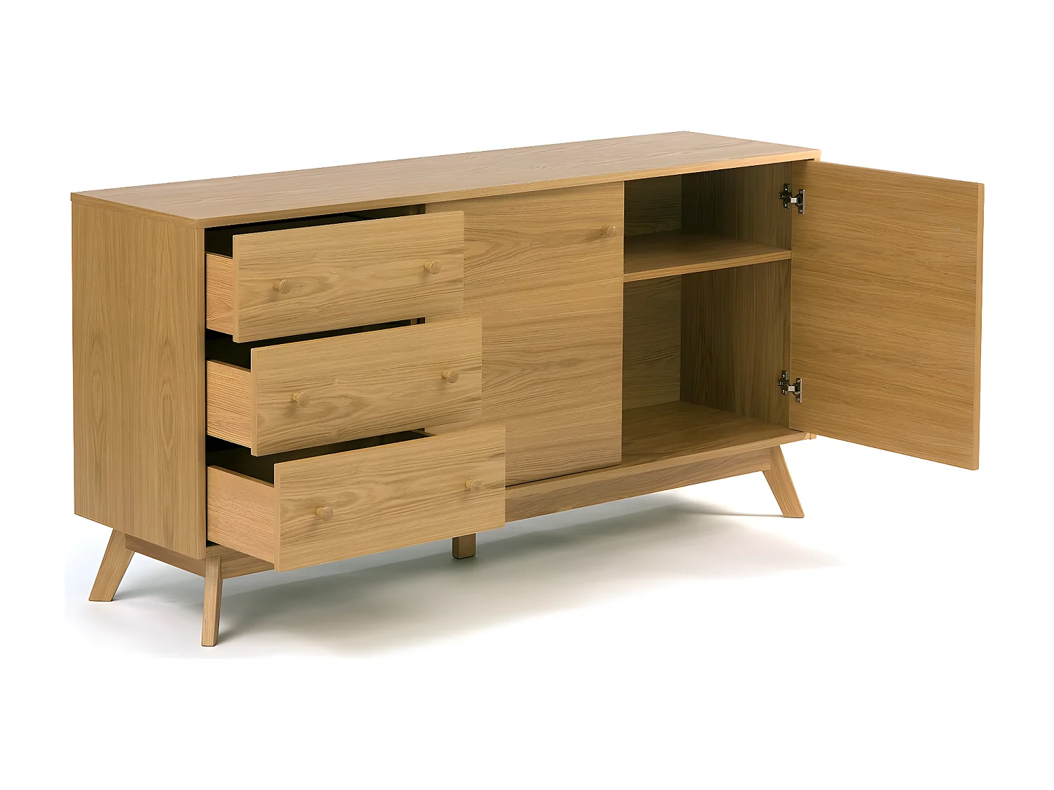 Buffet 3 Tiroirs & 2 Portes "Kensal" 145cm Chêne