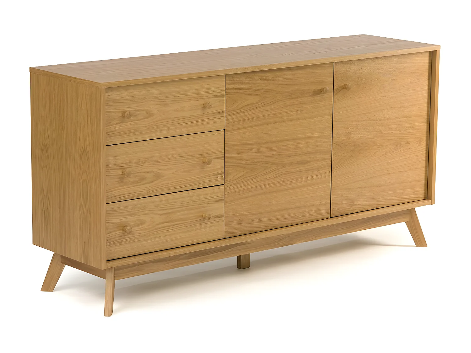 Buffet 3 Tiroirs & 2 Portes "Kensal" 145cm Chêne