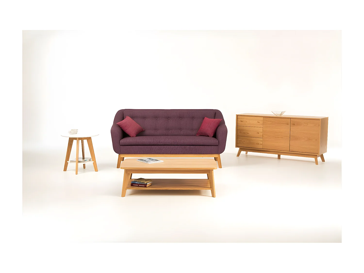 Buffet 3 Tiroirs & 2 Portes "Kensal" 145cm Chêne