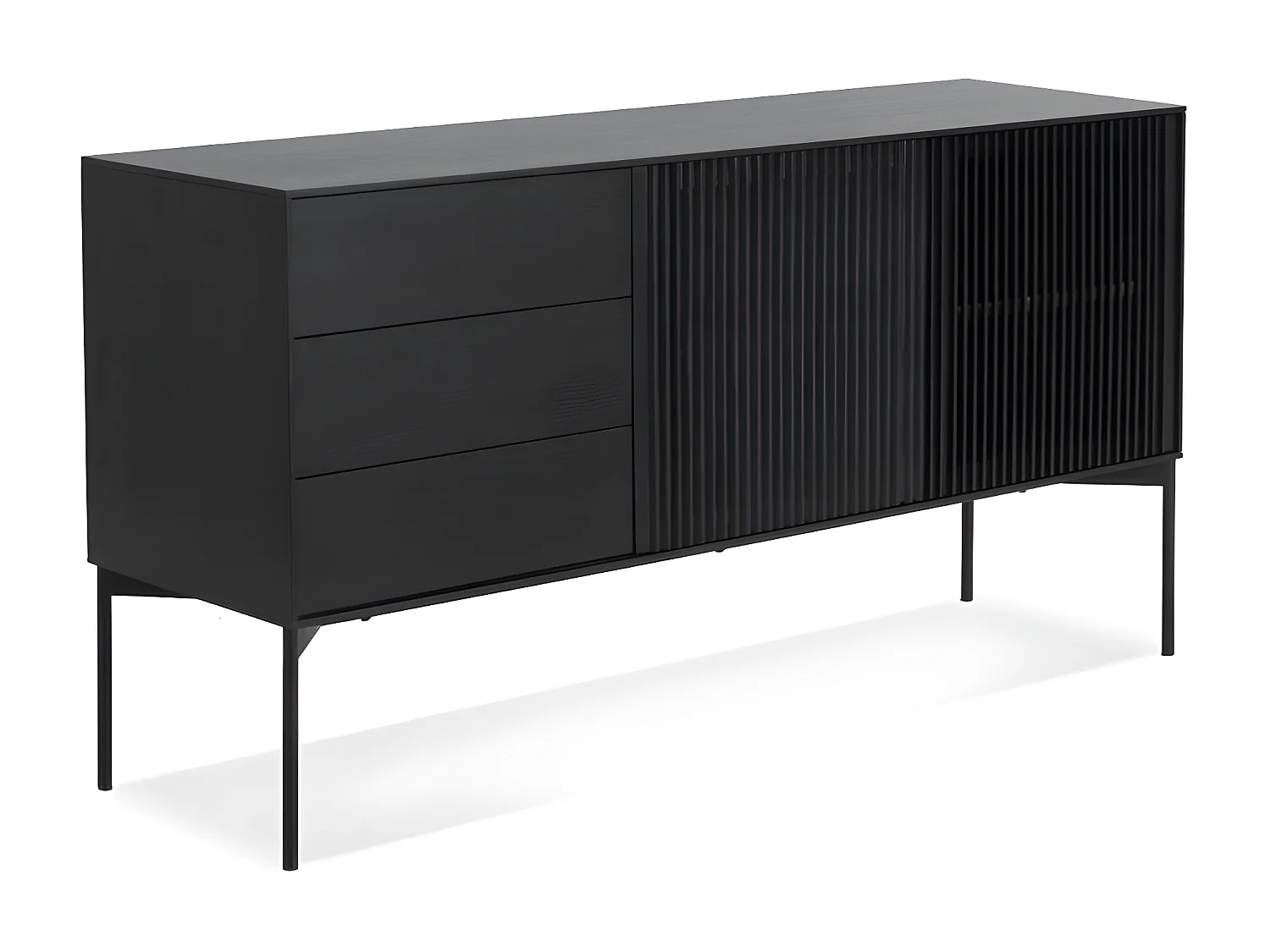 Buffet 3 Tiroirs & 2 Portes Design "Lasco" 160cm Noir