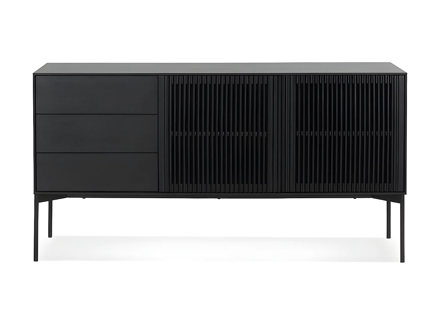 Buffet 3 Tiroirs & 2 Portes Design "Lasco" 160cm Noir