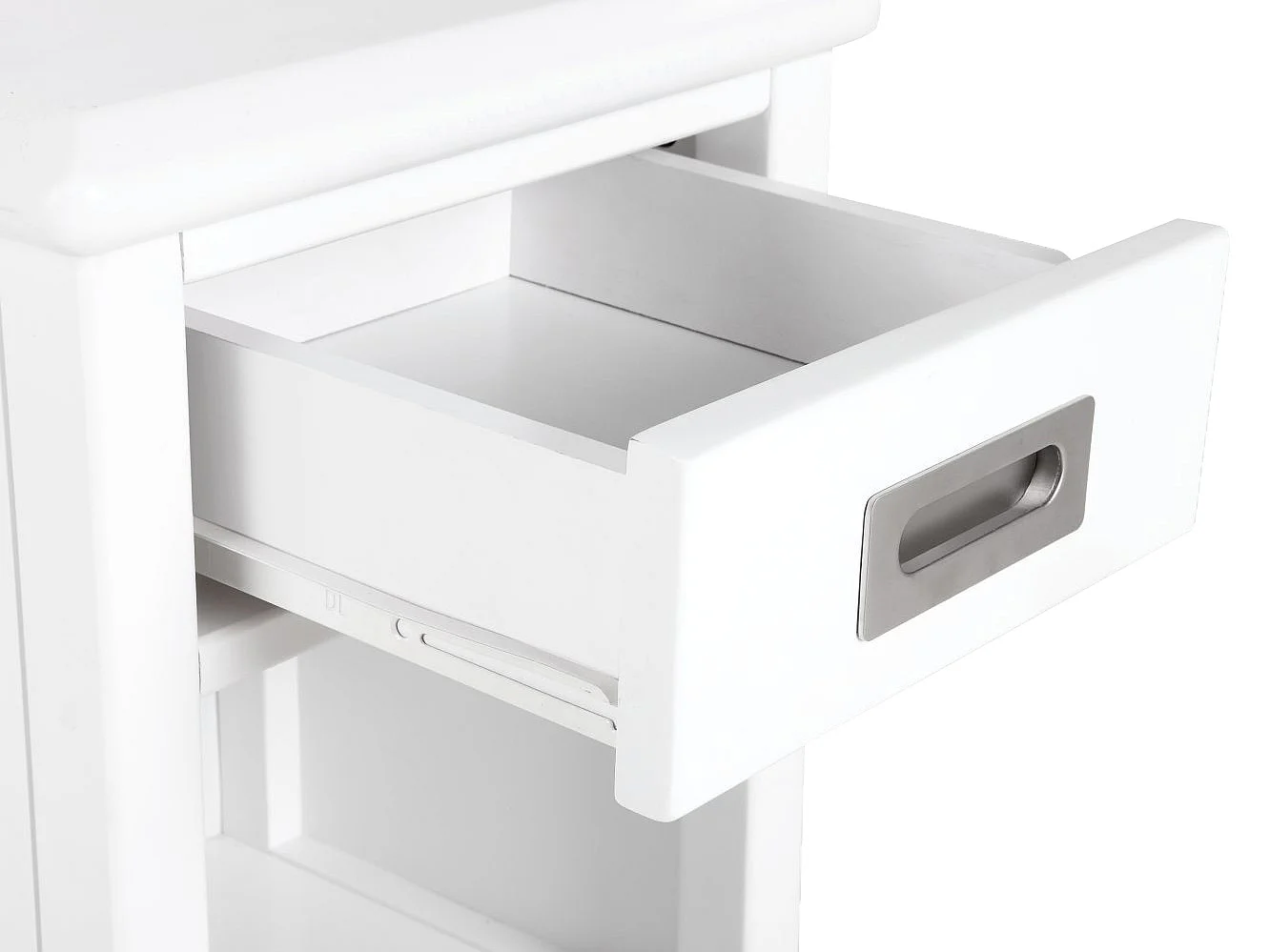 Table de chevet - 1 tiroir et 1 niche - Pin - Blanc - GUERANDE