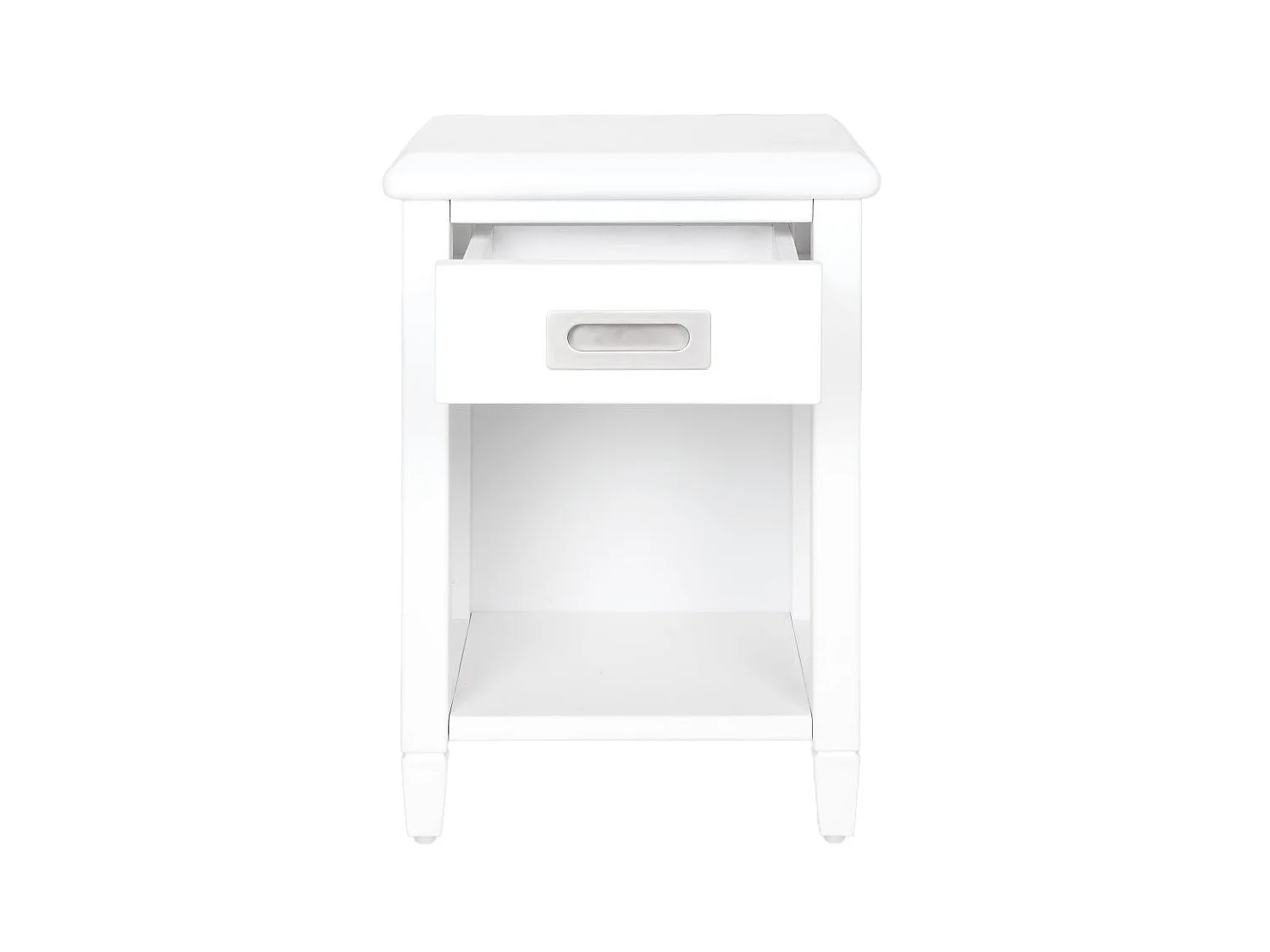 Table de chevet - 1 tiroir et 1 niche - Pin - Blanc - GUERANDE