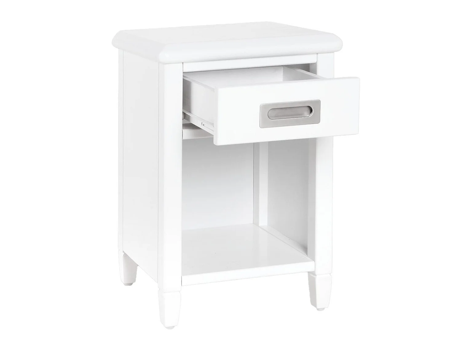 Table de chevet - 1 tiroir et 1 niche - Pin - Blanc - GUERANDE