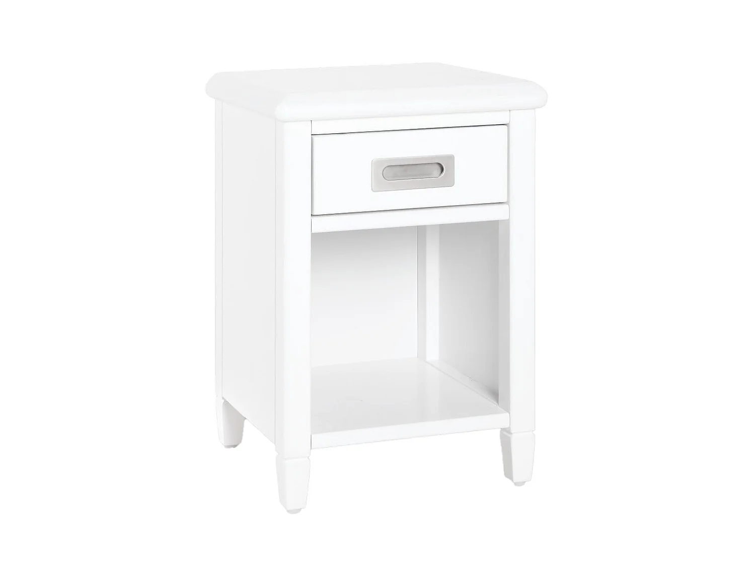 Table de chevet - 1 tiroir et 1 niche - Pin - Blanc - GUERANDE