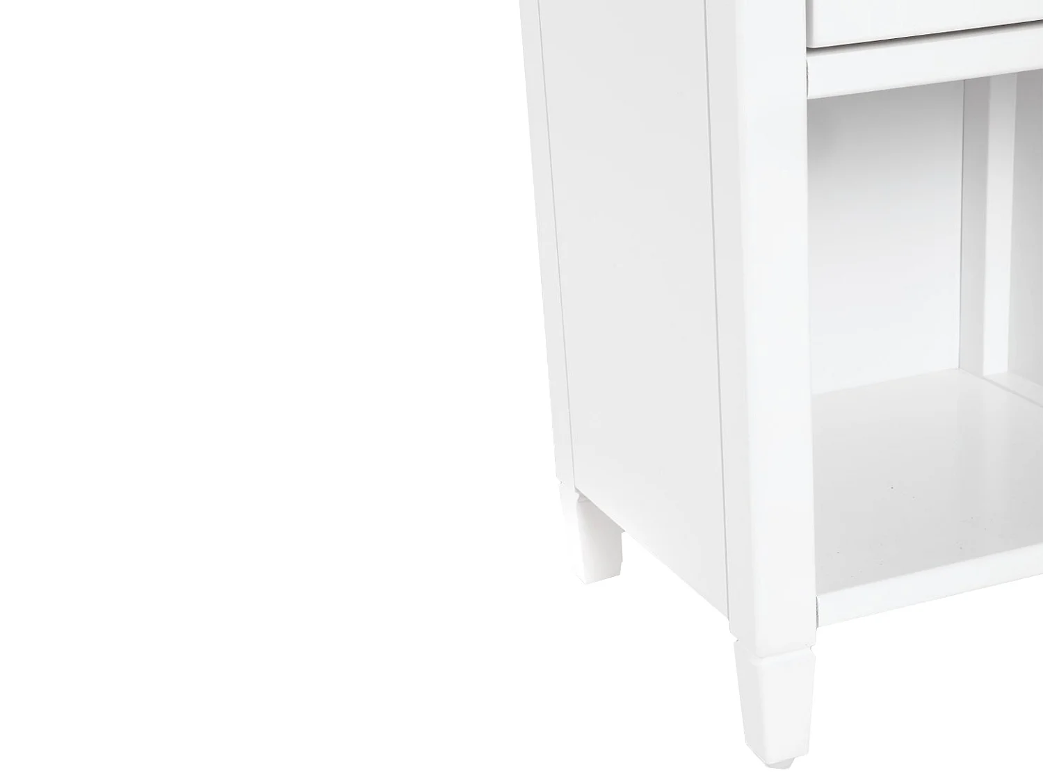 Table de chevet - 1 tiroir et 1 niche - Pin - Blanc - GUERANDE