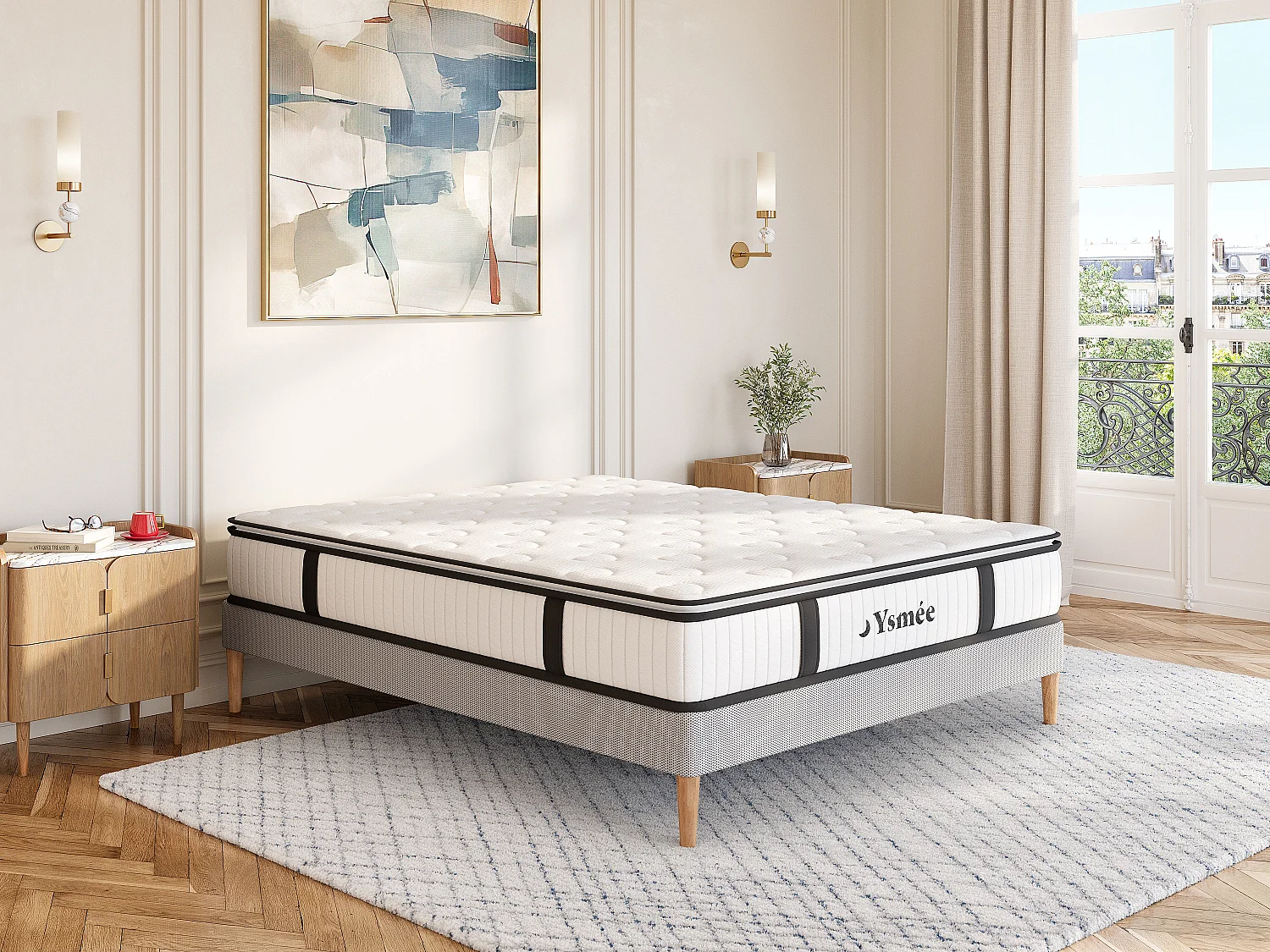 Matras met pocketveren en ingebouwde dekmatras 160 x 200 cm dikte 28 cm - AMERICAN DREAM van YSMÉE