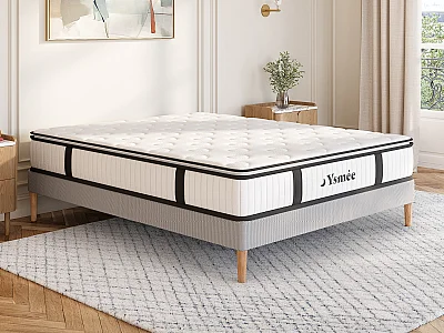 Materasso matrimoniale a molle insacchettate e topper integrato 180 x 200 cm - AMERICAN DREAM di YSMÉE