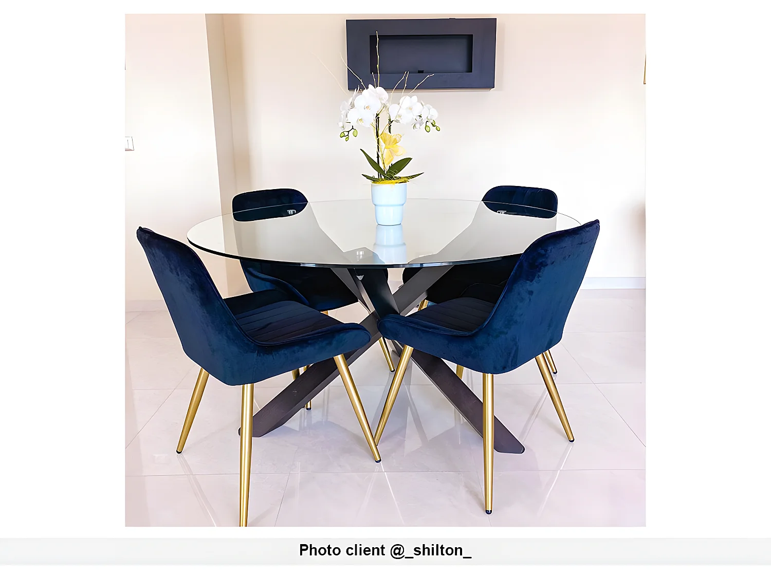 Table à manger CENTAURI - 4 personnes - Bois et verre trempé