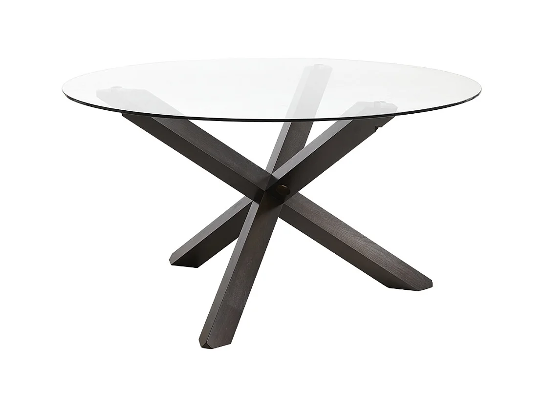 Mesa de comedor CENTAURI - 4 comensales - Madera y cristal templado