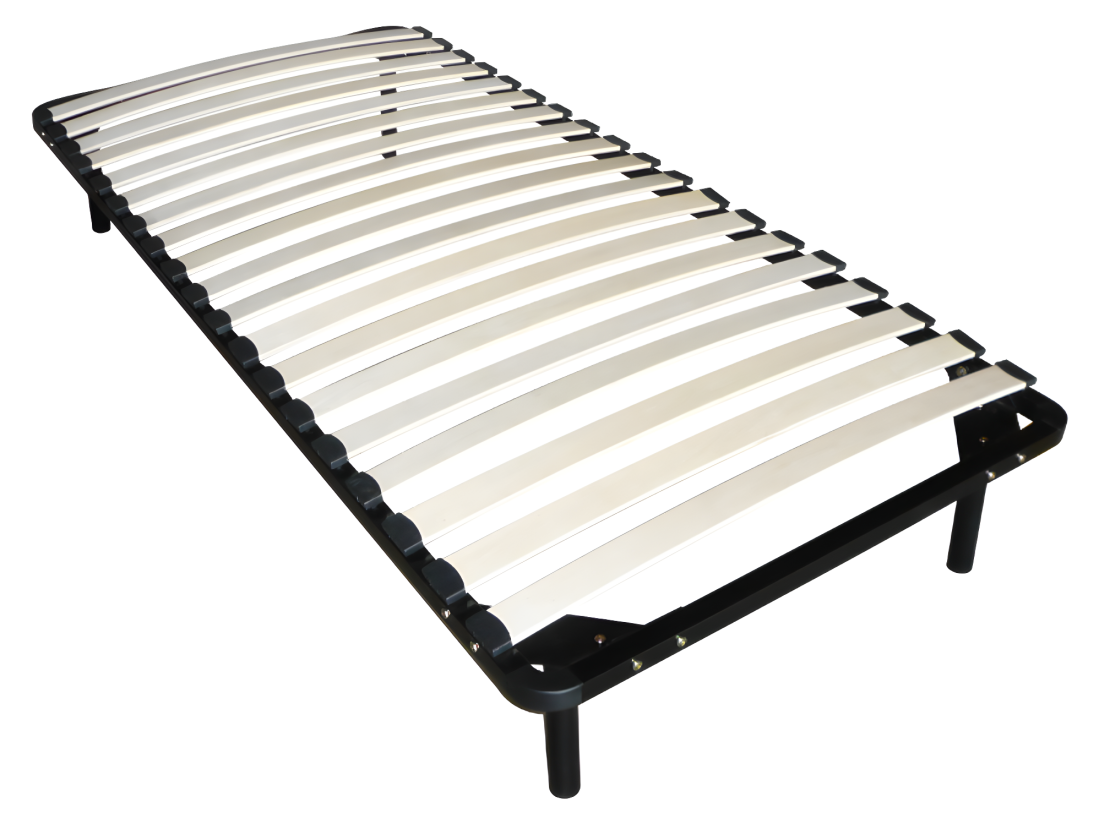vente unique Sommier cadre à lattes 90 x 190 cm - 19 lattes - Avec pied - Noir - KALISTA de YSMÉE