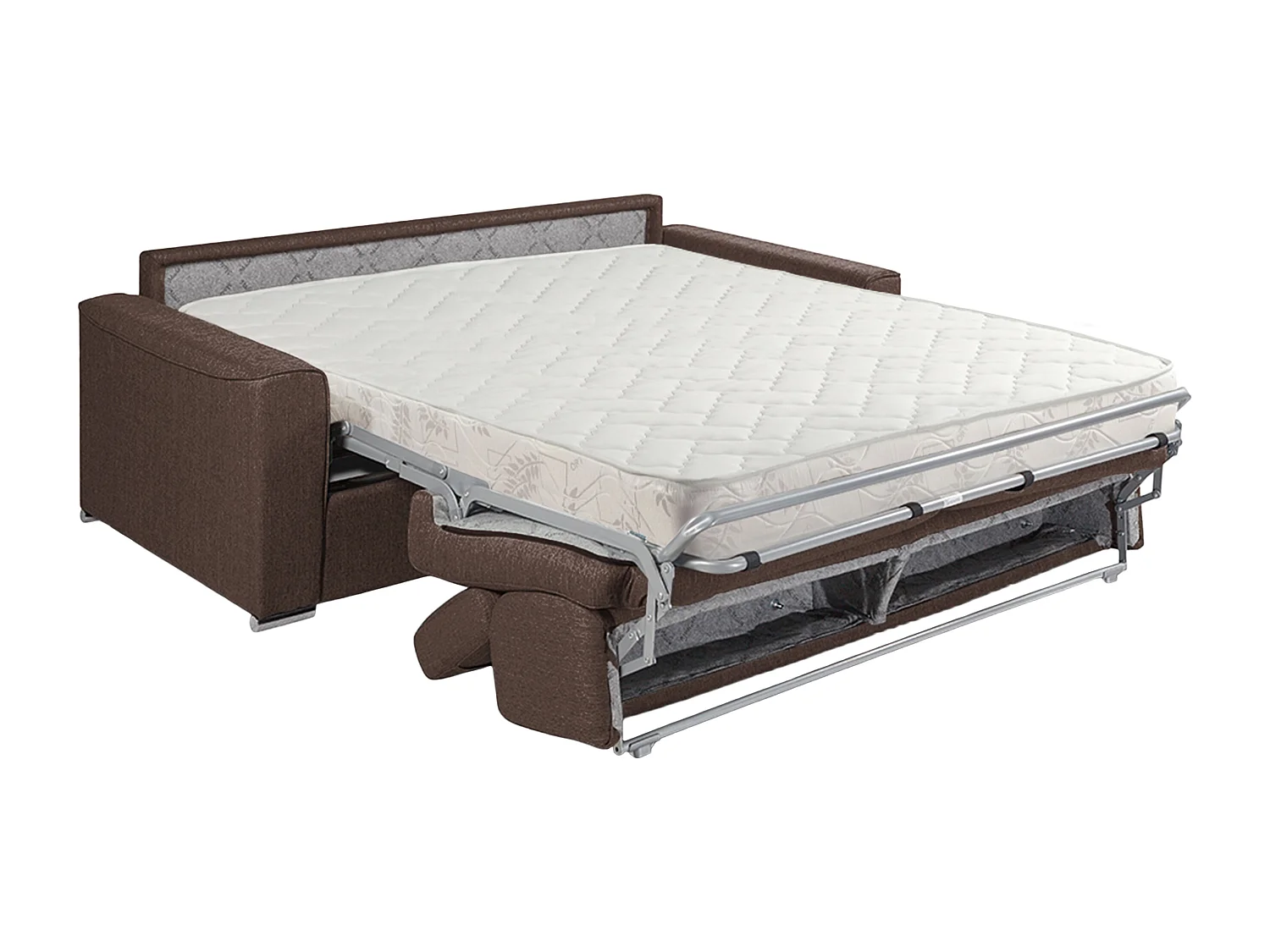 Canapé 3 places convertible express en tissu marron - couchage 140 cm - Matelas 16 cm mémoire de forme VIZIR