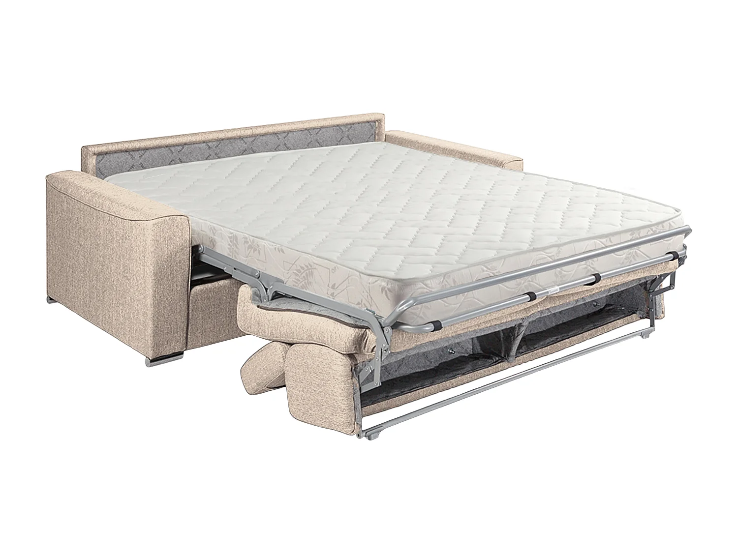 Divano letto 3 posti ribalta doghe larghe memory foam - Letto: 140cm x 16cm Tessuto Beige - VIZIR